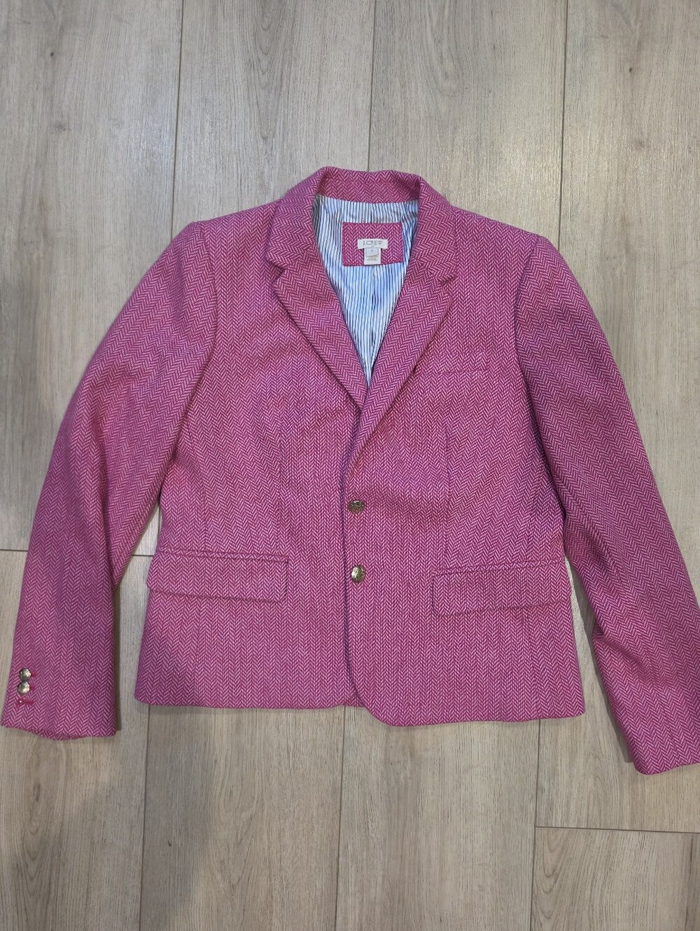 J.Crew Pink Herringbone Wool Blazer Womens 12 Preppy Old Money